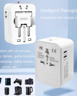 Universal Travel Adapter – Portable All-in-One Worldwide Plug with 3 USB Ports