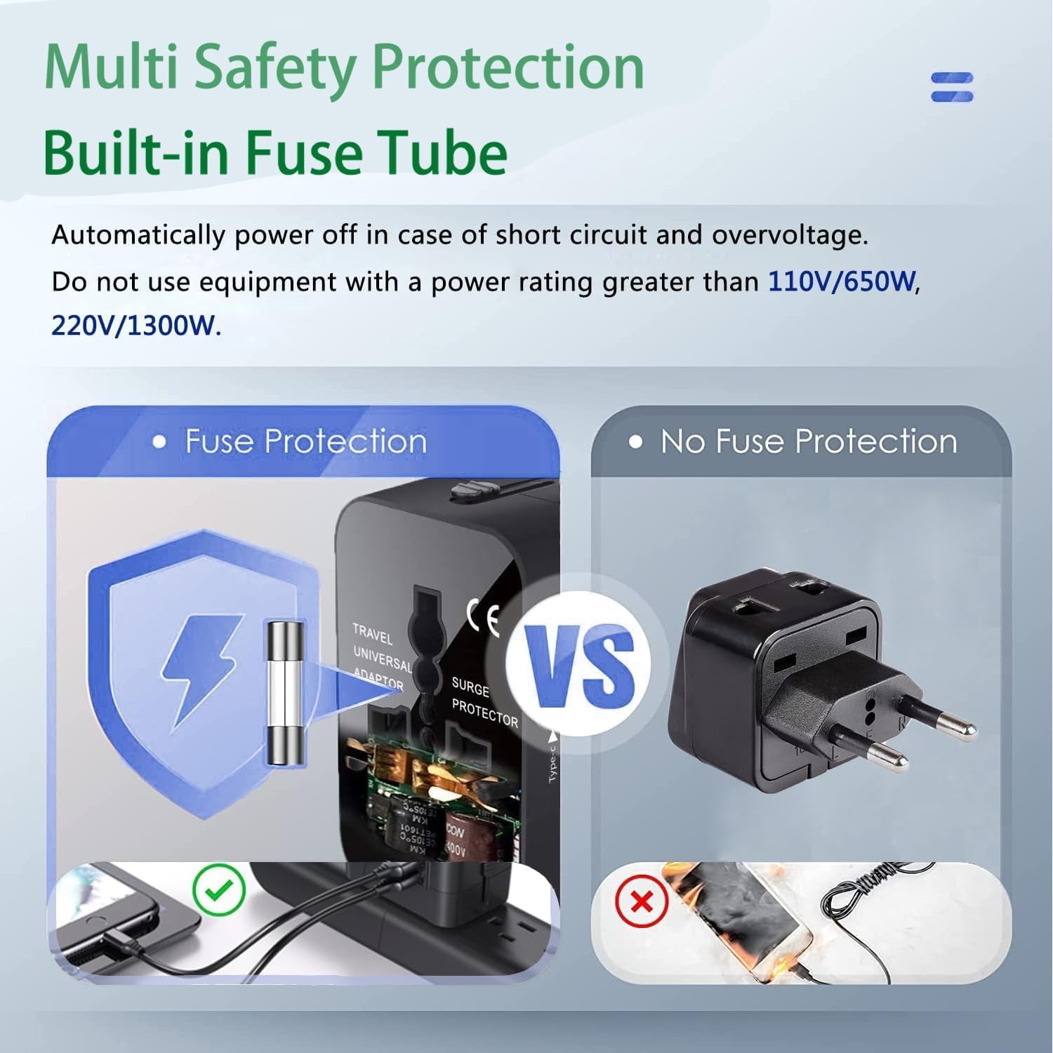 Universal Travel Adapter – Portable All-in-One Worldwide Plug with 3 USB Ports - Image 4