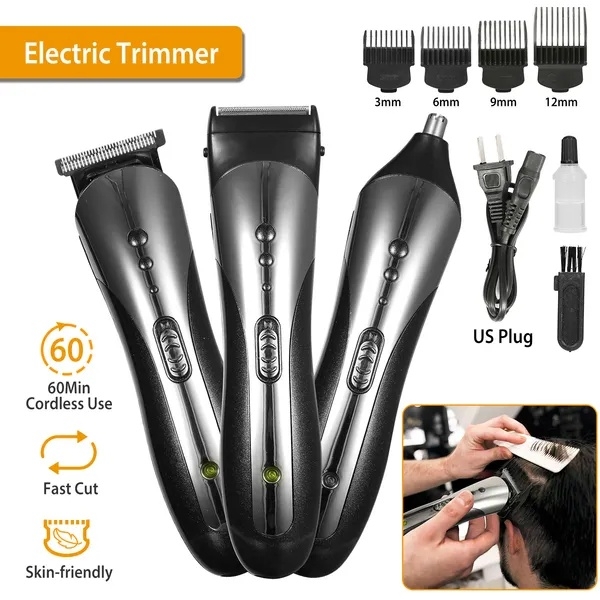 Men’s Rechargeable Electric Hair Clipper & Beard Trimmer Set