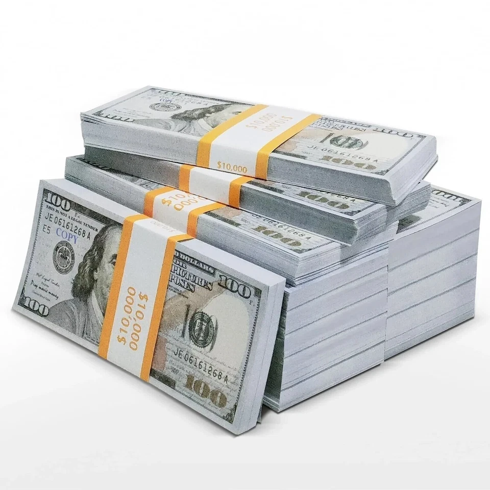 24 100 pcs Dollar Bills Prop Toys Money Bank Film Cash Paper $10,000 Movie - Image 1