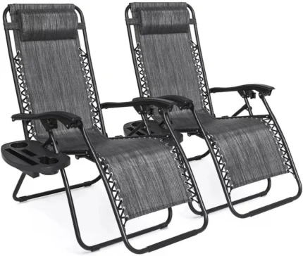 2-Pack of Outdoor Reclining Chairs Zero Gravity Chair Patio Pool Lounge Chairs