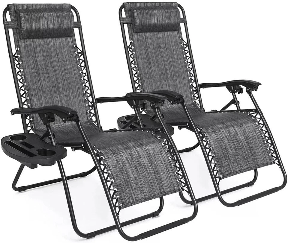 53 2-Pack of Outdoor Reclining Chairs Zero Gravity Chair Patio Pool Lounge Chairs - Image 1