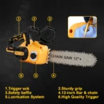 12 Inch Brushless Electric Chainsaw for DeWalt 20V Battery With Oiler - Image 3