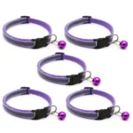 5PCS Reflective Nylon Collar With Bell Cat kitten Small Dog Puppy Pet Adjustable