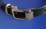 Boutique Collection Dog Collar 9” Black Band Rhinestones Buckle Pet Luxury New - Image 3